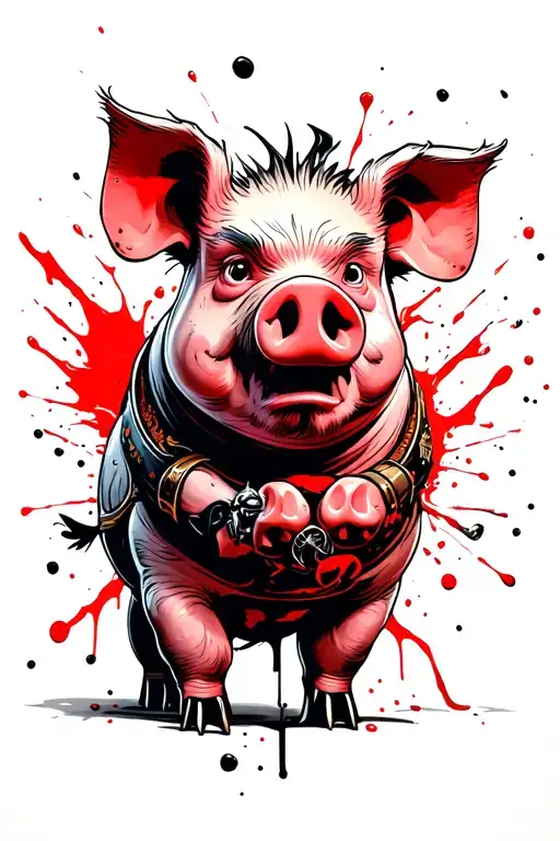 Cut into pieces pig Waddles from cartoon Gravity Falls. tattoo design idea