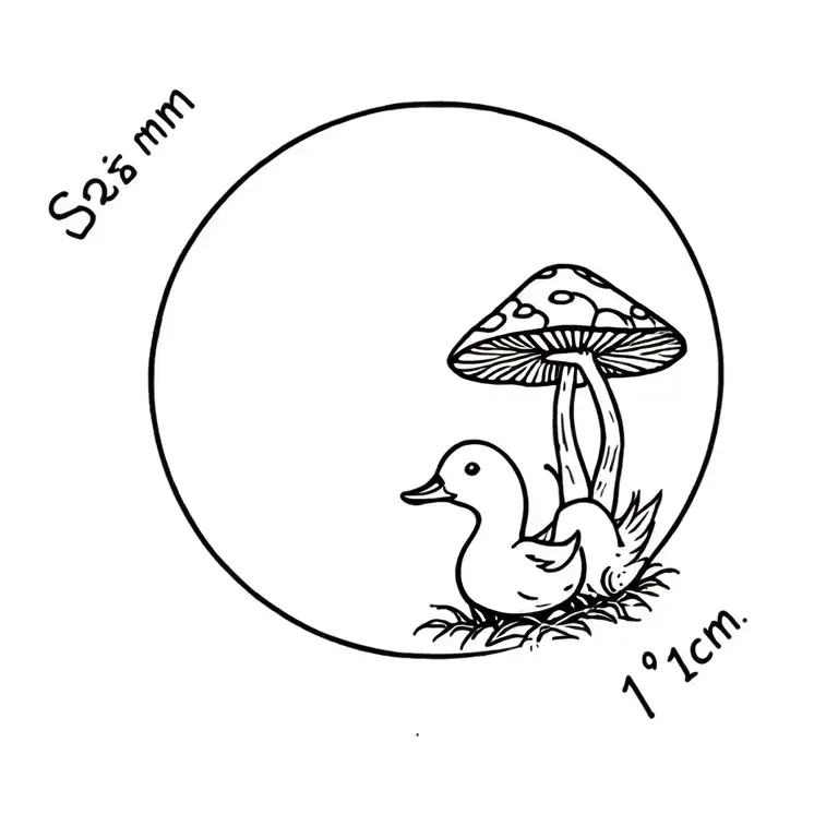 A couple tattoo (that is, one for him and one for her) of about 10cm, a rubber duckling, magic mushrooms tattoo design idea