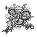 unique  word "turbo" calligraphy spelling tattoo design idea