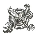unique  word "turbo" calligraphy spelling tattoo design idea