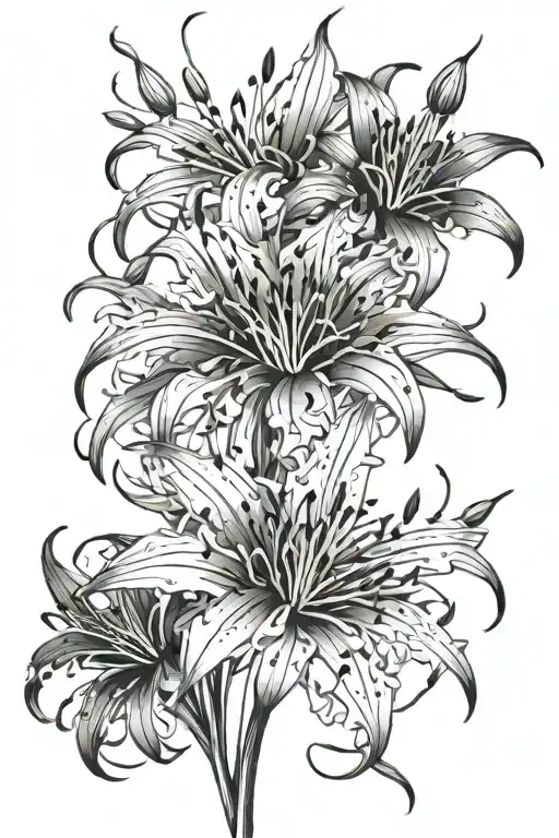 spider lilies scattered throughout tattoo design idea