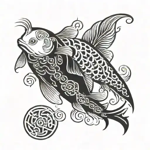yin yang koi fish tattoo design idea