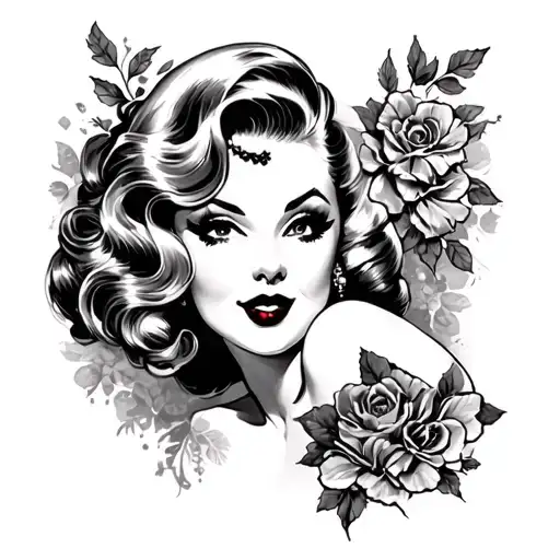 pin up 50's seductress tattoo design idea