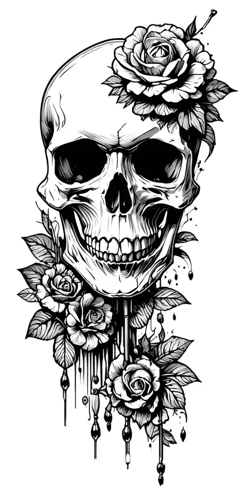 skull soft shading incorporating elements tattoo design idea