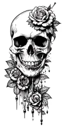 skull soft shading incorporating elements tattoo design idea