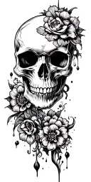 skull soft shading incorporating elements tattoo design idea