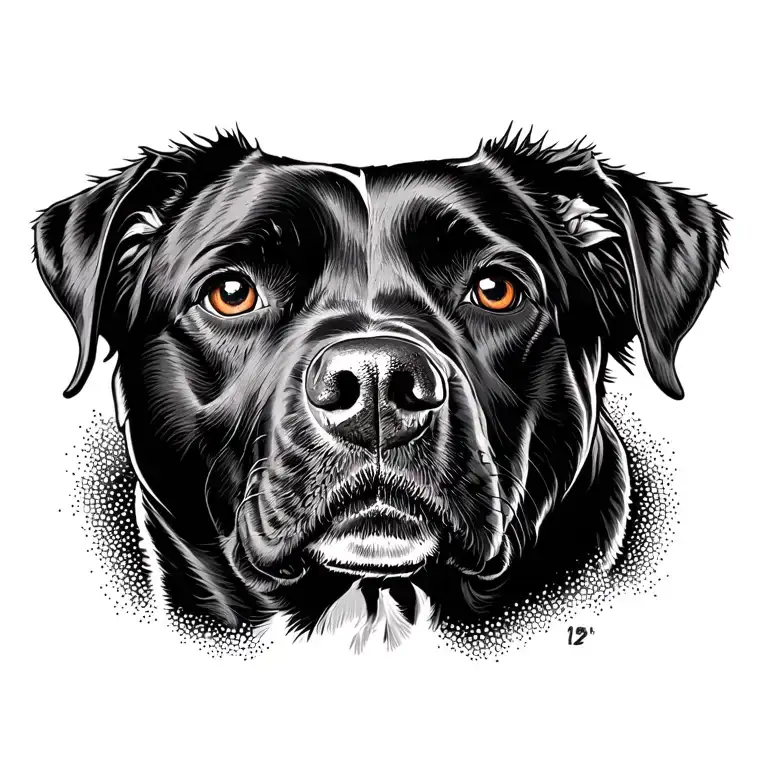 Dog black english labrador retriever memorial tattoo tattoo design idea