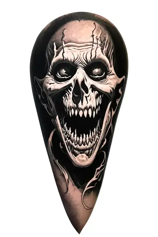 horror, movie theme villains leg sleeve tattoo with sinister silent hill evil dead  tattoo design idea