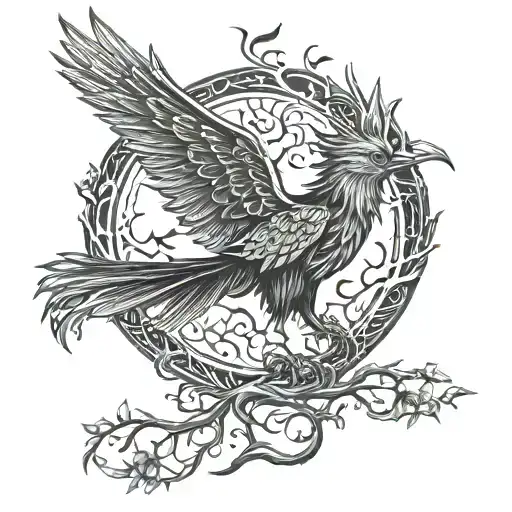 Phoenix Bird Inside A Tree Of Life tattoo design idea