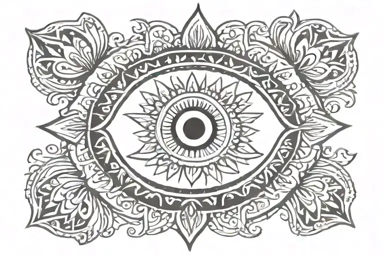 evil eye in mandala tattoo design idea