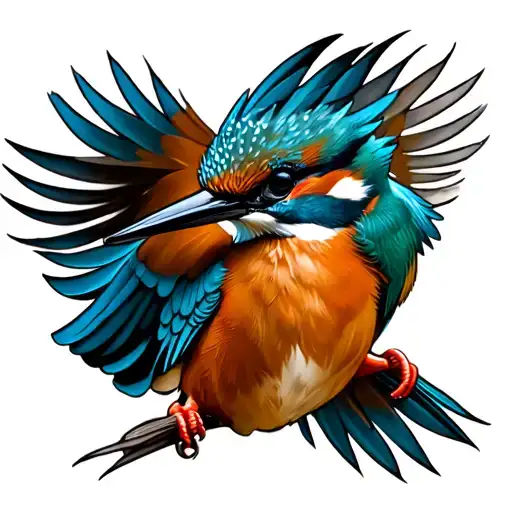 kingfisher perched tattoo design idea