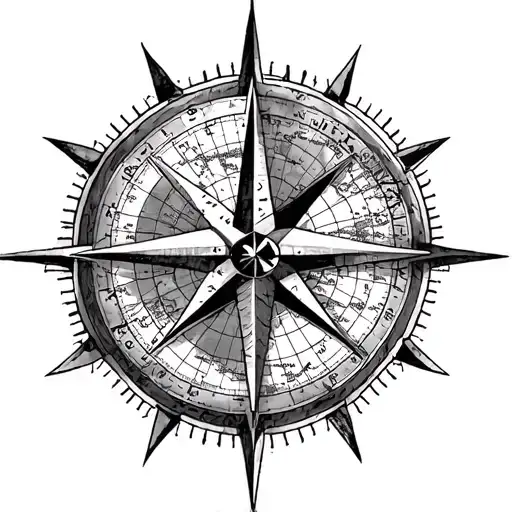 nautical star map compass rose tattoo design idea