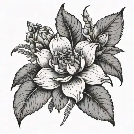 september, august, june birth flower tattoo design idea