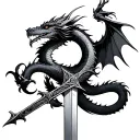 dragon wrapped around a sword intertwined tattoo design idea