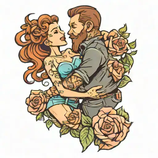 husband and wife, hardhip, i love you  tattoo design idea