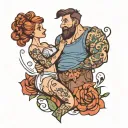 husband and wife, hardhip, i love you  tattoo design idea