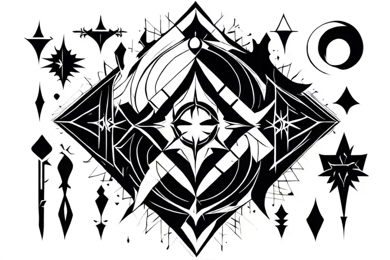 warlock mystic symbols magic tattoo design idea