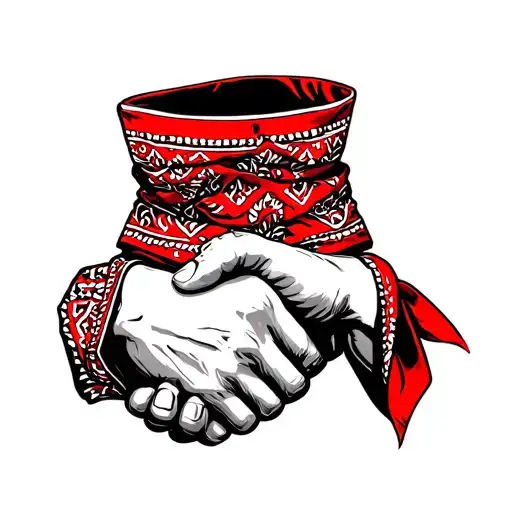 Red Bandana handshake symbolizing respect tattoo design idea