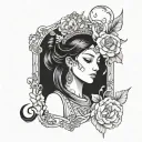 Virgo maiden holding tattoo design idea