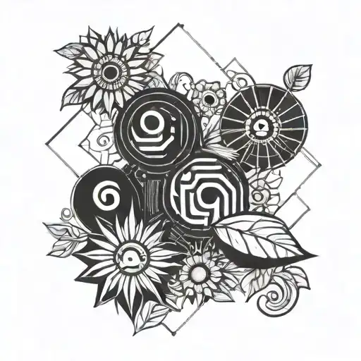 pac man and sunflowers tattoo design idea