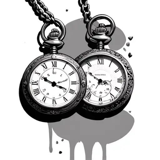 Two open pocket watch tattoo design idea