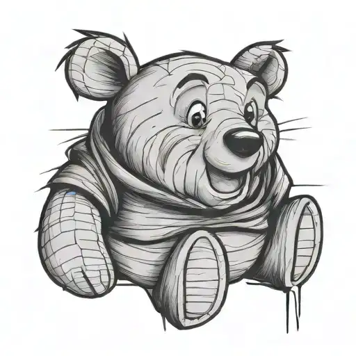 Winnie the Pooh bear peaking over line tattoo tattoo design idea