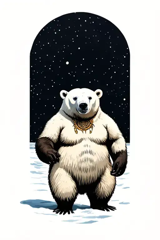 polar bear standing with a penguing tattoo design idea