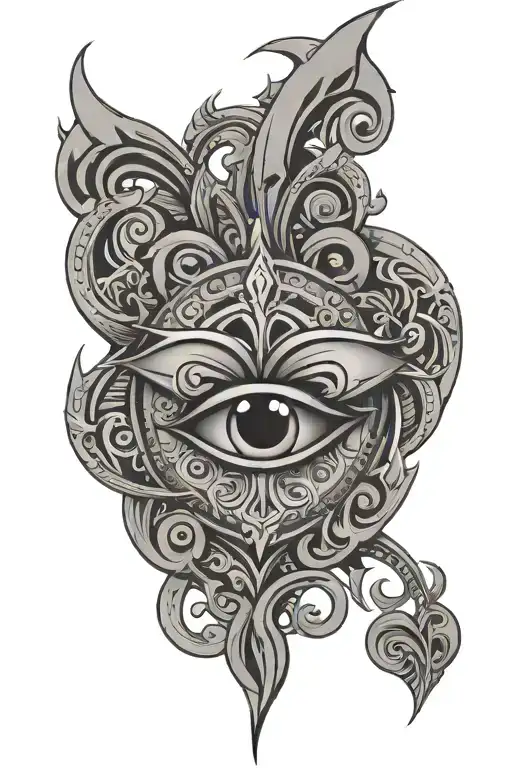 Neo-tribal heart with one eye in the center.  tattoo design idea