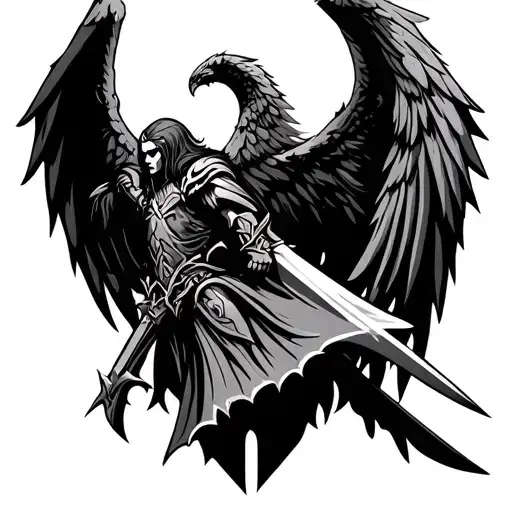 dark angels warhammer medieval-art-style tattoo design tattoo design idea