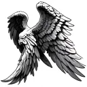 Two folded wings of an angel without a body in the tattoo style. tattoo design idea