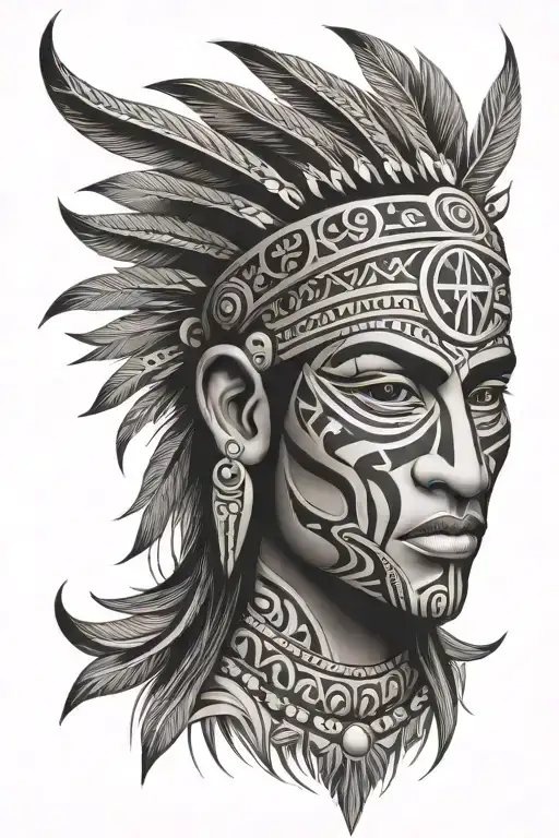 taino tribal sleeve tattoo design idea