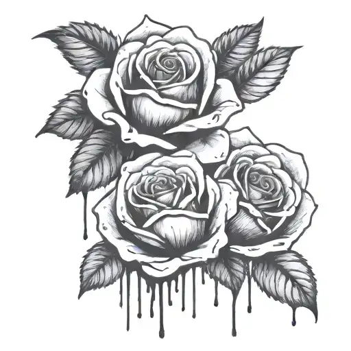roses with liquid dripping from the bottom tattoo design idea