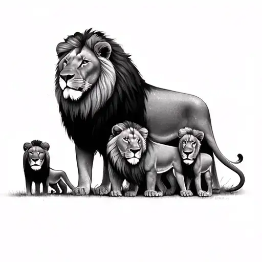Lion family tattoo design idea