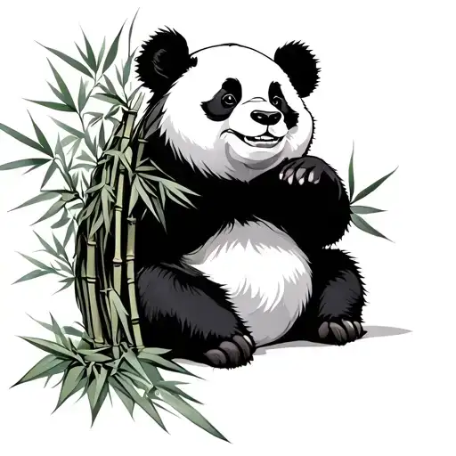 panda with bamboo inside of it tattoo design idea