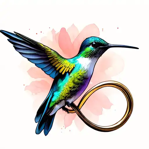 hummingbird and infinity symbol tattoo design idea