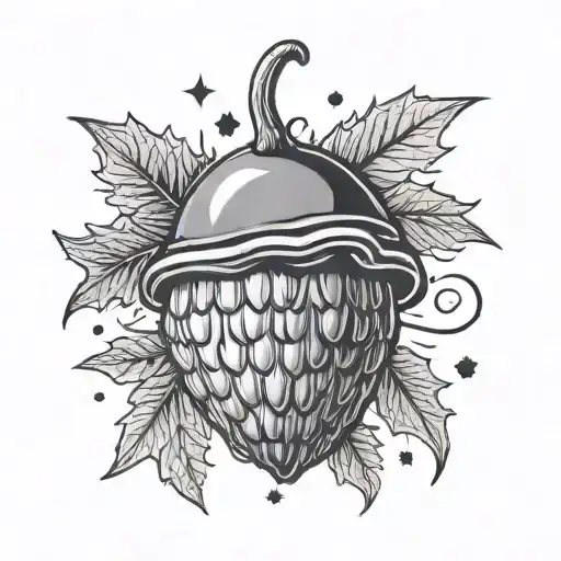 acorn with star sign tattoo design idea