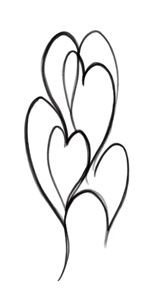 3 love hearts connected tattoo design idea