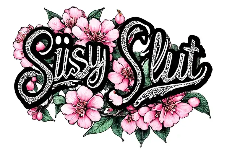 "Sissy Slut" Cherry Blossom tattoo design idea