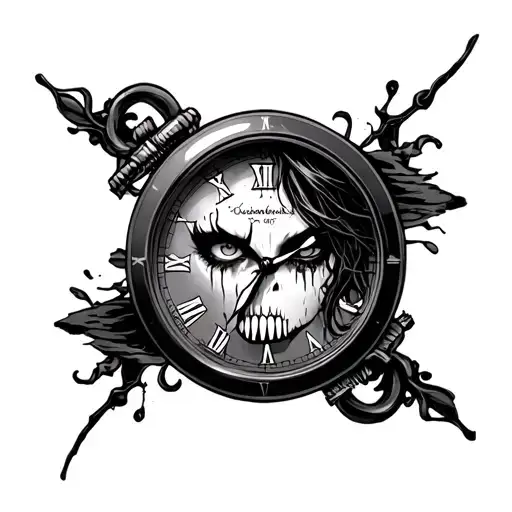 zombie girl timepiece tattoo design idea