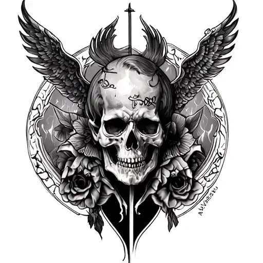 "Ultra-realistic black and grey tattoo design, full forearm and hand sleeve layout. Style: gothic, religious, dark Warha tattoo design idea