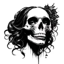 blackwork satanic religious beautiful woman skulls cyber sigilism tattoo design idea