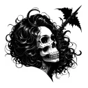 blackwork satanic religious beautiful woman skulls cyber sigilism tattoo design idea