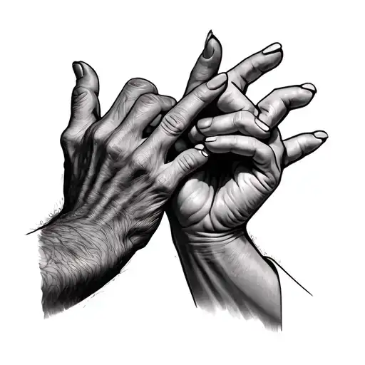 hand man and hand children taking at the finger  tattoo design idea