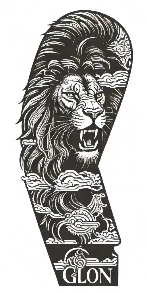 Letter G, Lion roaring, Punjab map , Add name written Raj tattoo design idea