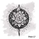 1 Peter 5:7 simple line drawing tattoo design idea