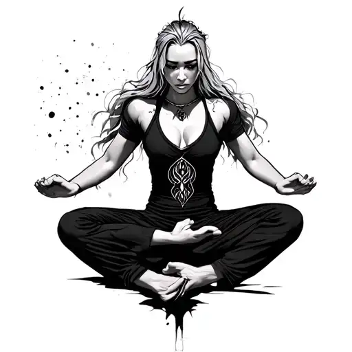 mirage from apexs legends doing a yoga pose tattoo design idea