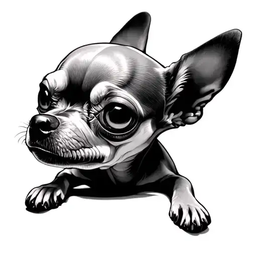 A chihuahua with the head of an alien from the movie Mars Attacks  tattoo design idea