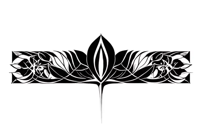 abstract ornamental design, fine line and minimal sacred symbol tattoo design idea