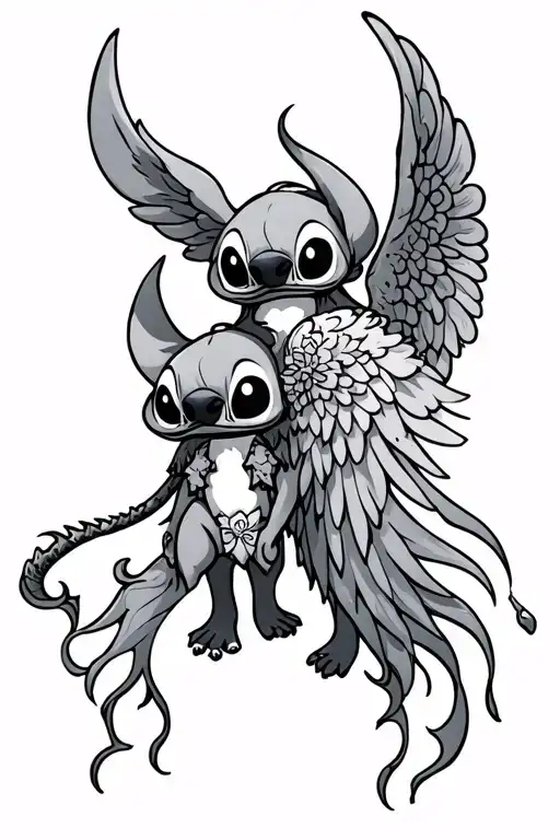Stitch And Angel evil tattoo design idea