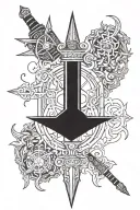 7 hermetic principles represented as sigils on a sword tattoo design idea